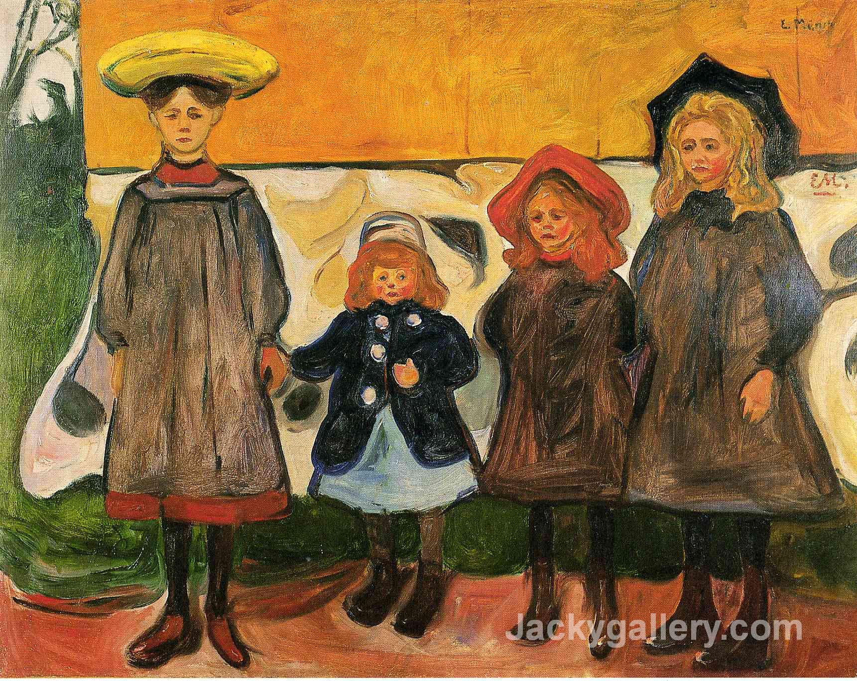 Four girls in Arsgardstrand by Edvard Munch paintings reproduction